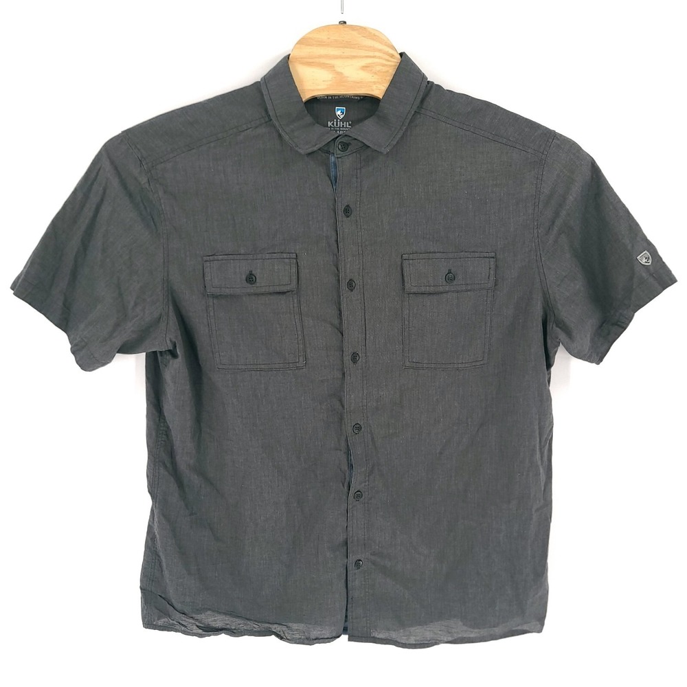 Kuhl Shirt Mens Extra Large Gray Short Sleeve Pockets Outdoor Button Up